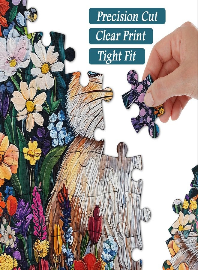 PICKFORU ألغاز أرنب PICKFORU للكبار، ألغاز زهور الربيع 1000 قطعة، حديقة أرنب، لغز عيد الفصح الملون كلوحة جدارية من الزهور - Image 3